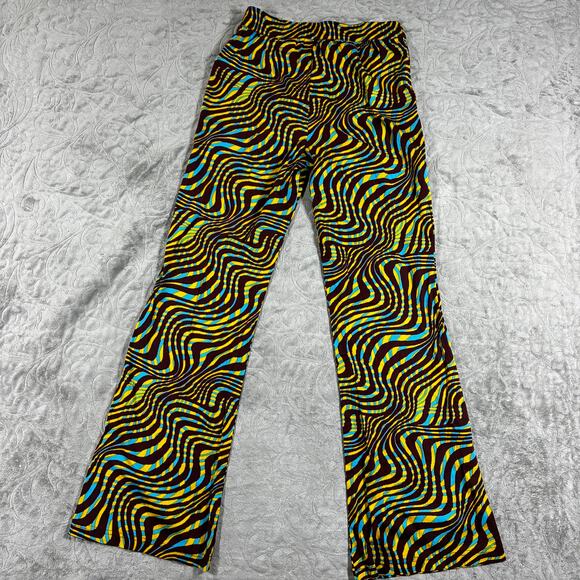 Gimaguas Zebra Disco Pants Womens Small Brown Retro Flare 70s Dopamine Comfort - Picture 2 of 7